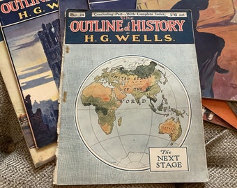 The Outline of History by H. G. Wells. Full set of 24 vintage magazines. Classic work, history of the world birth to WWI. 1st Editions, 1919