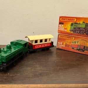 Vintage Matchbox Lesney Zugset: Pannier Lokomotive & Personenwagen mit Boxen