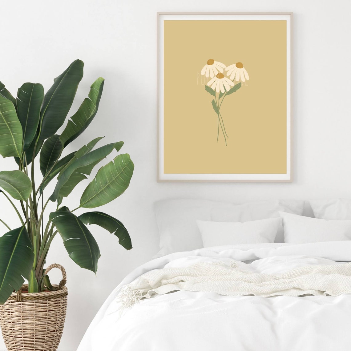 Yellow Daisy Art Print Spring Wall Art Yellow & White Etsy