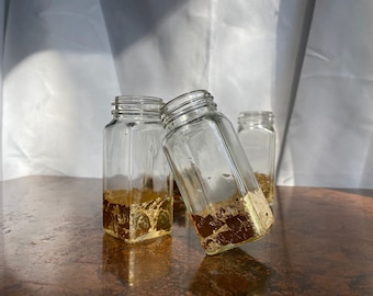 Set of Gold Trimmed Repurposed Jars | Recycled Container | Upcycled Spice Jars