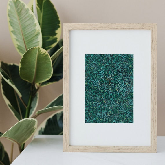 Green Man Sustainable Printed Illustration | A5 | Pagan Artwork | Spring Imbolc Beltane Celebration Gift | Hippy Home | Gallery Wall | Boho