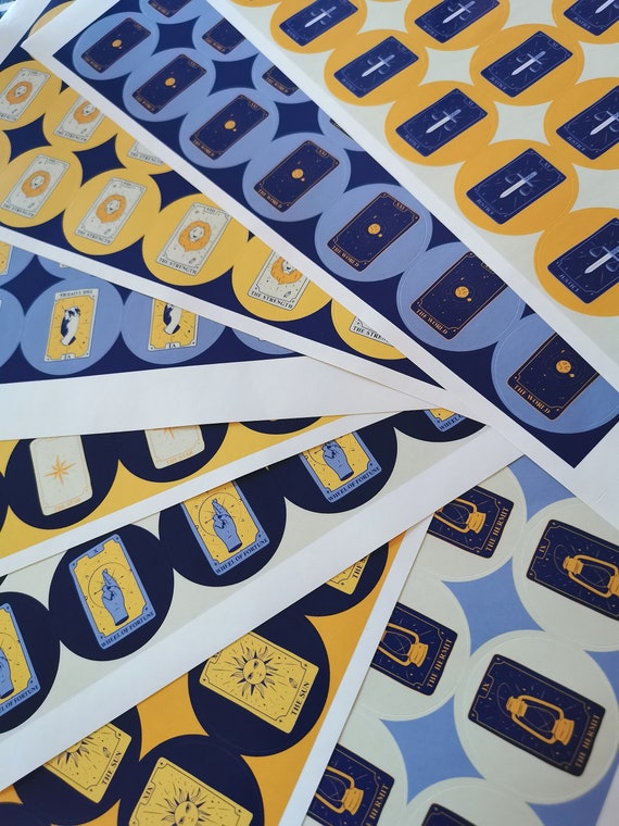 Tarot Card Stickers - Set of 8 | Assorted Sticker Pack | Witchy Sticker Pack