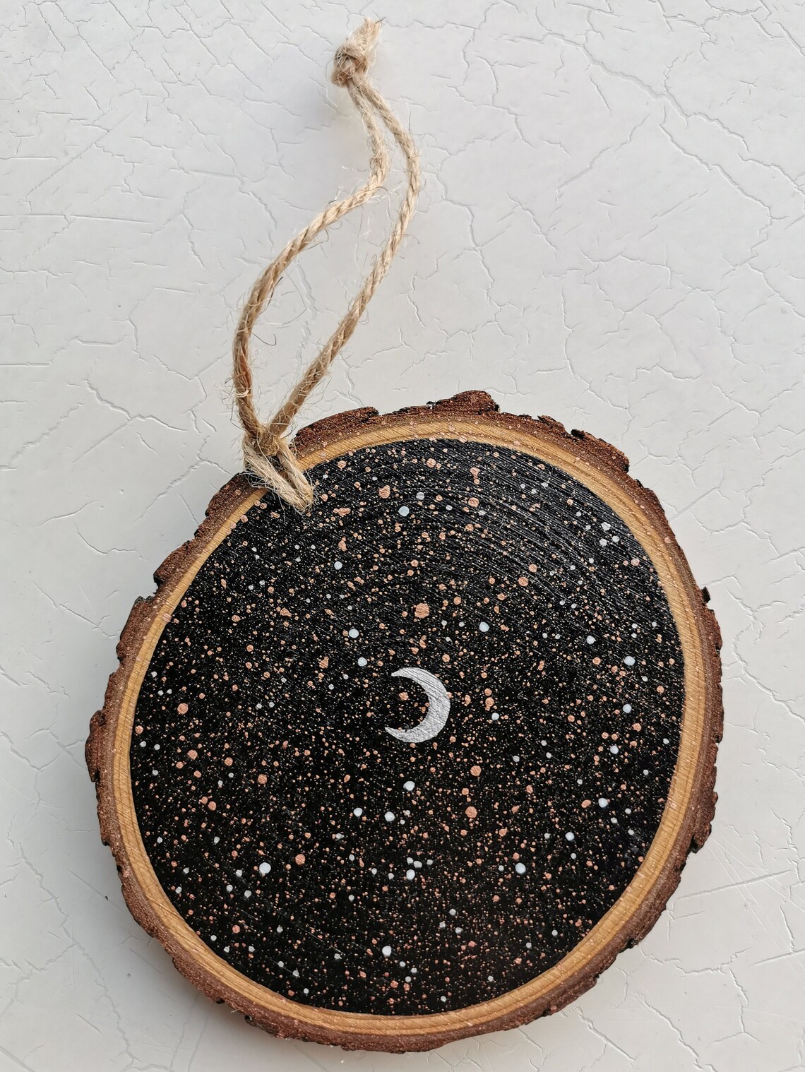 Colourful Moon Wooden Hanging Decoration Lunar Wood Slice Etsy