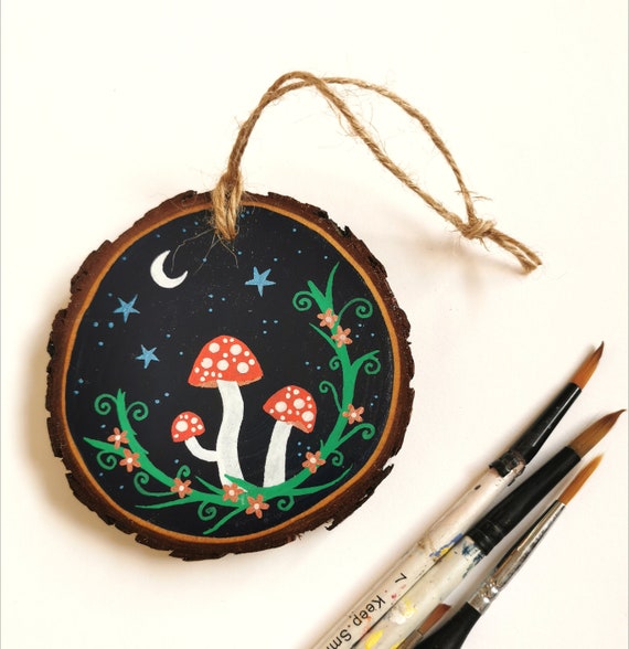 Mushroom Toadstool Wooden Hanging Decoration | Fairy Ring, Cottagecore, Magickal Home Décor