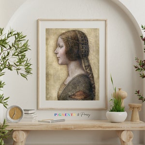 Antique Muted Portrait Da Vinci Wall Art Vintage Print Bedroom Wall Decor Digital Neutral Moody Vintage Art PRINTABLE digital #14