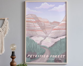 Affiche du parc national de la forêt pétrifiée, impression d’art de l’Arizona, art mural de la forêt pétrifiée
