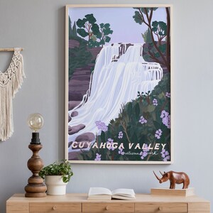 Cuyahoga Valley National Park Poster, Ohio Art Print, Brandywine Falls, Cuyahoga, Cleveland Ohio Travel Poster
