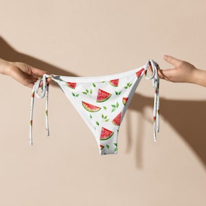 Watermelon Mint All-over print recycled string bikini bottom