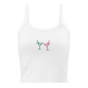 Cocktail Time Martini Embroidered micro-rib tank top