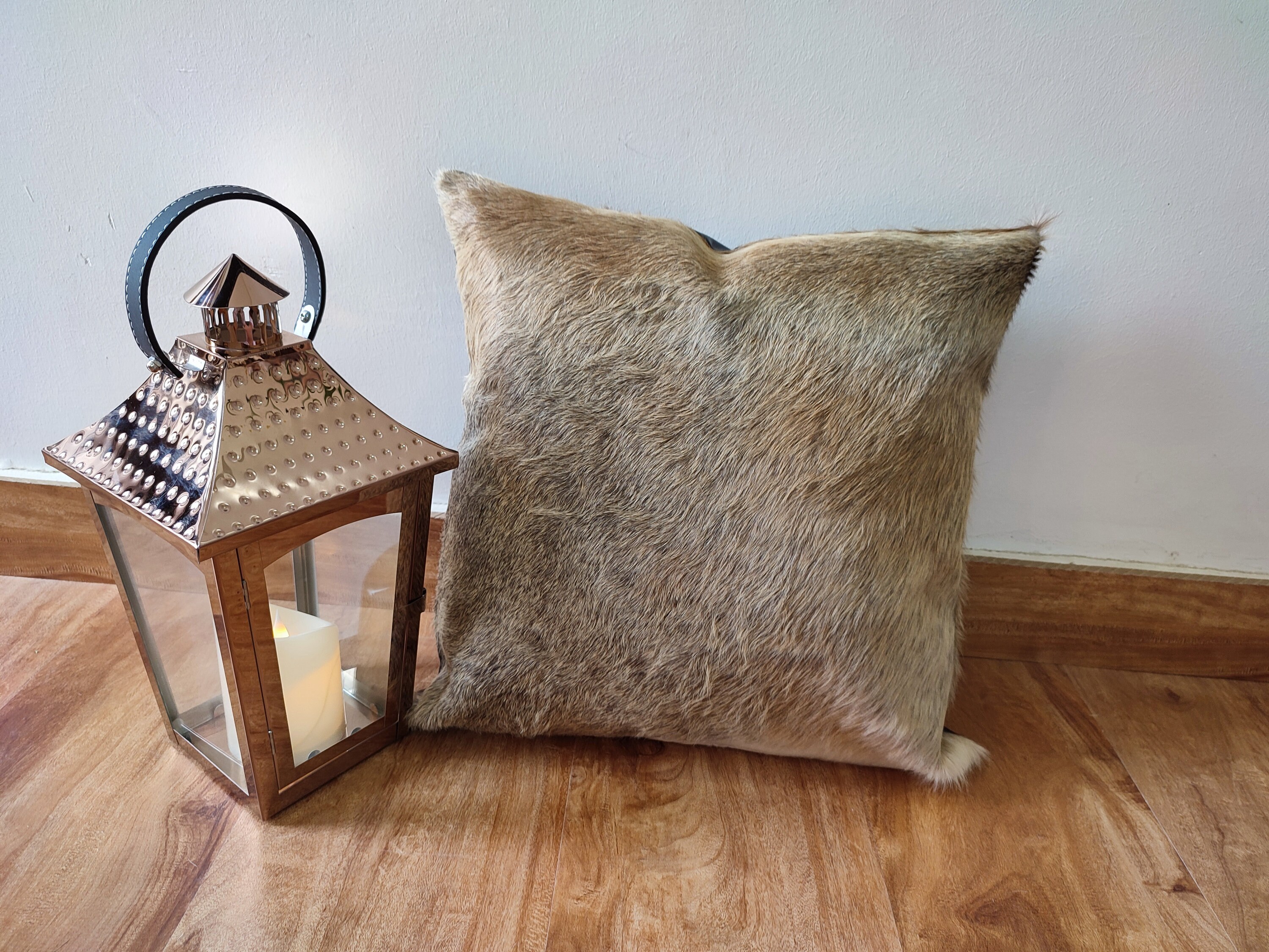 Genuine cowhide Pillow Cushion Cover Beige Brown 16X16 in cow Etsy