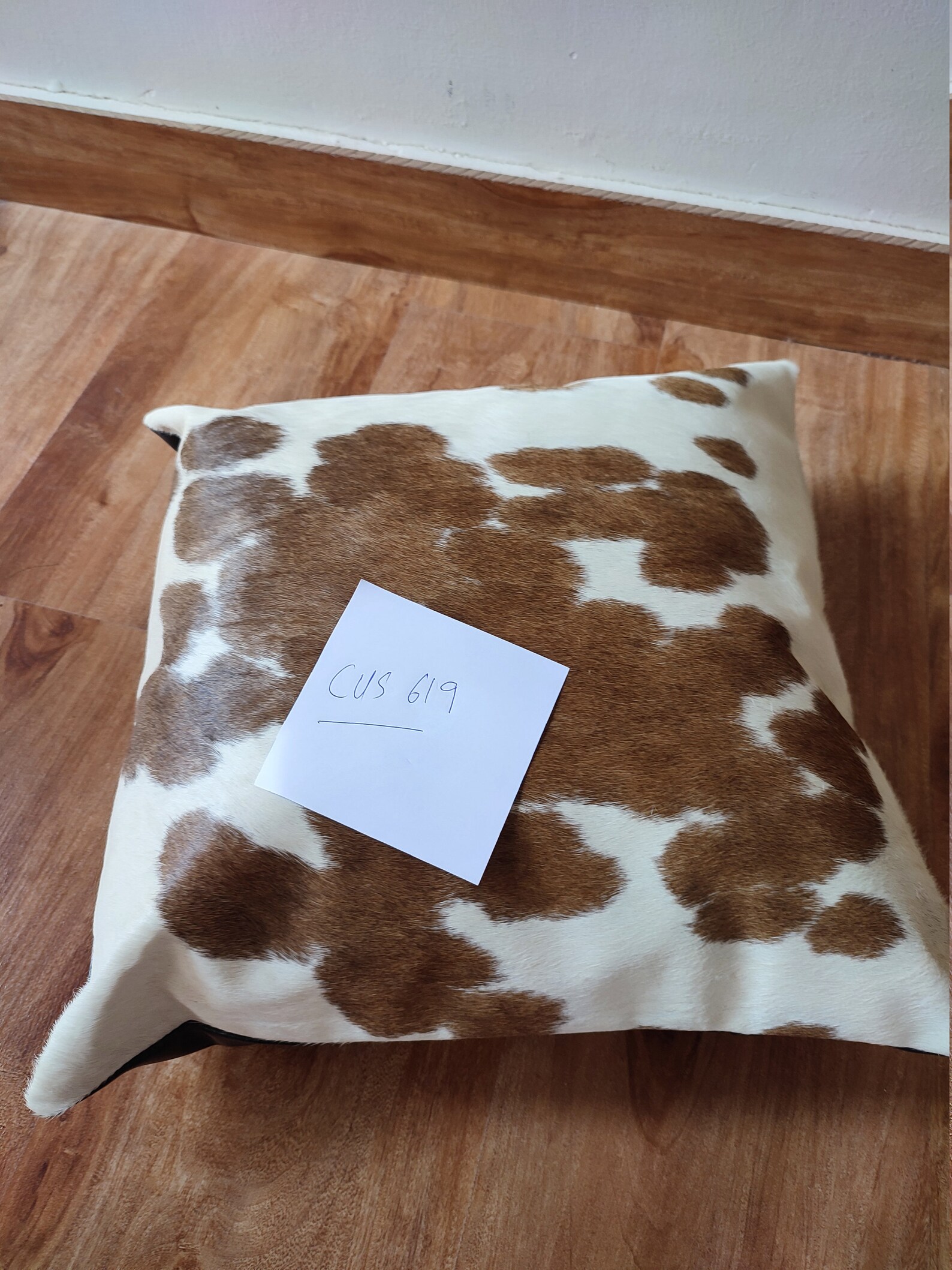 Genuine cowhide Pillow Cushion Cover 16X16 in Brown white cow Etsy