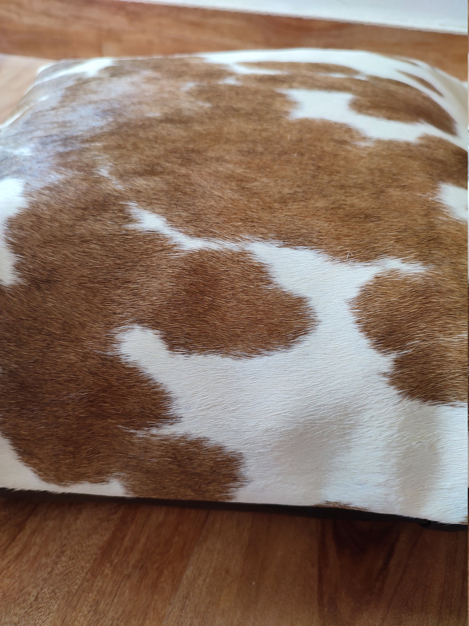 Genuine cowhide Pillow Cushion Cover 16X16 in Brown white cow Etsy