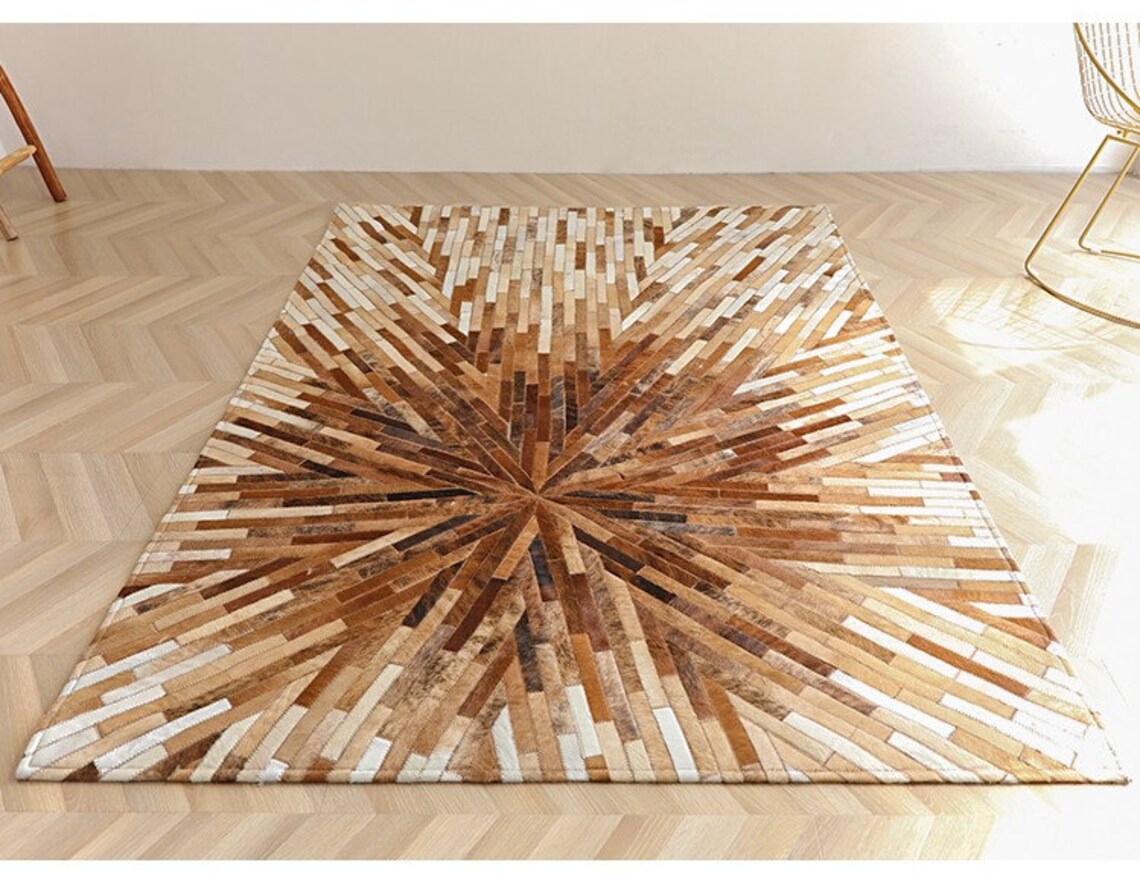 Cowhide Patchwork Rug Unique Design Handmade Cow Skin Patch Etsy