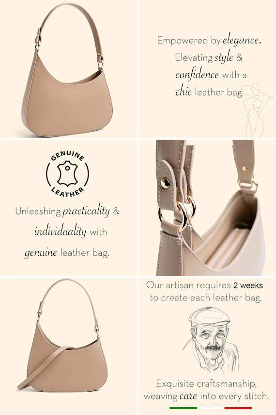 Loop Bag Italian Leather Shoulder Bag Classic Design Casual Bag Artisan Made Handbag