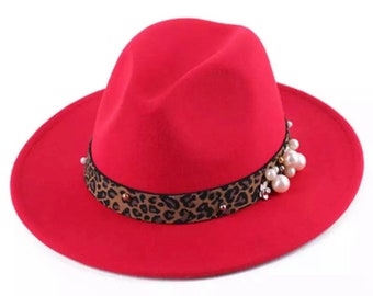 Fedora hats with Elastic Pearled band, Fedora, Colorful Sued Fedora Hats, Women’s Fedora