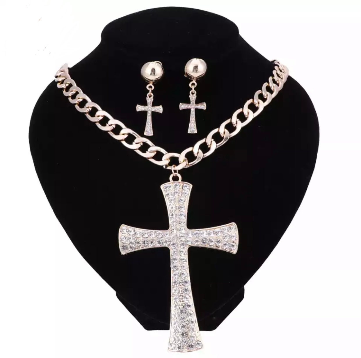 Unique Cross Necklace and Earrings Etsy