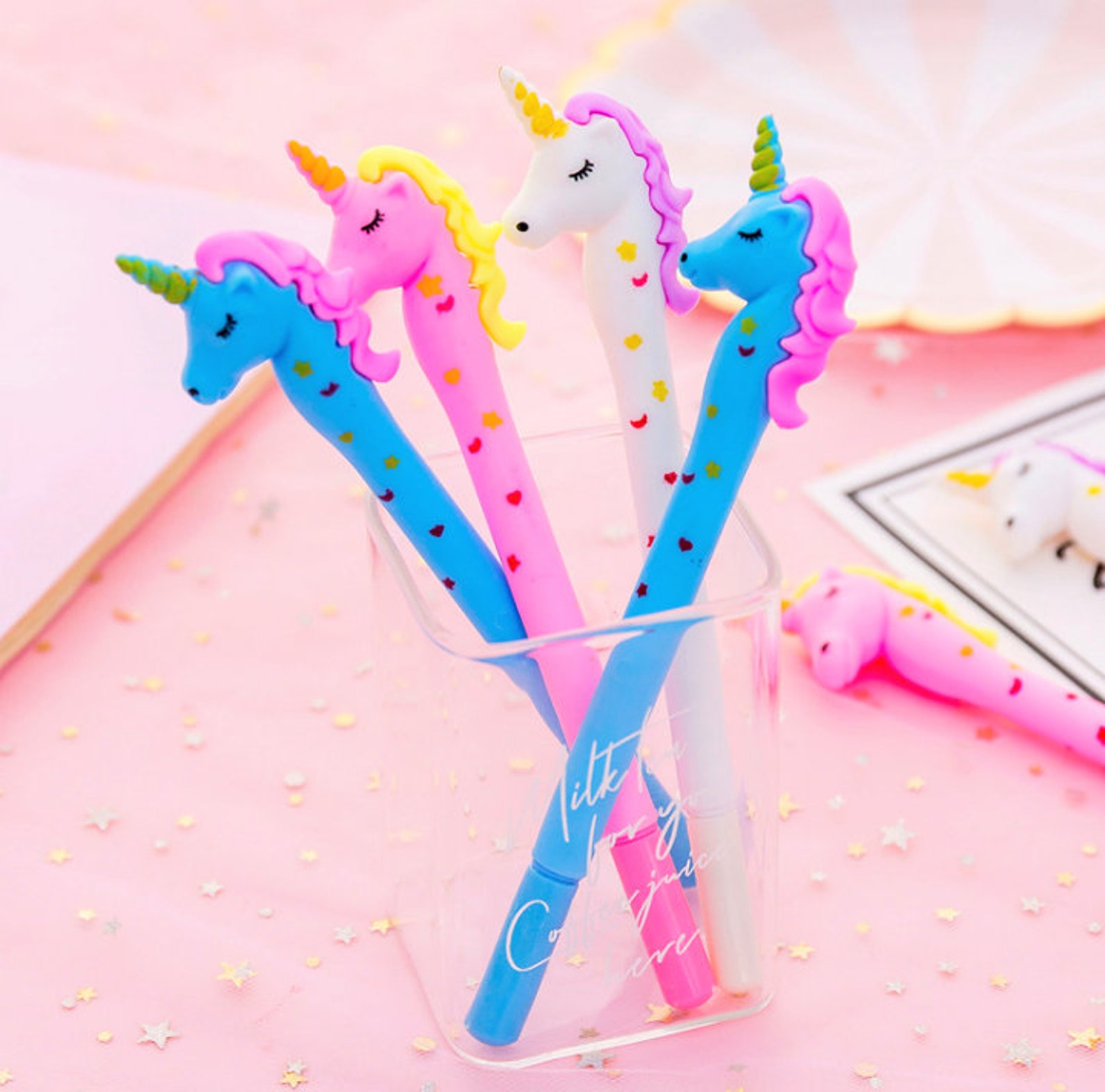 Unicorn Pen Pink White Unicorn Gel Pen Fun Funky Unisex Home Etsy