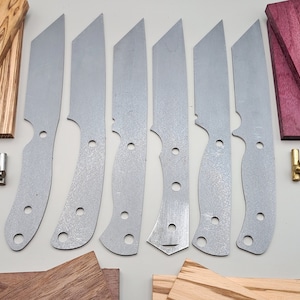 Kit para fazer facas 9" Tanto lâmina de aço de alto carbono em branco Kit de caça faça você mesmo Cabos de madeira exótica Pino de latão Presente feito à mão nos EUA para fabricantes