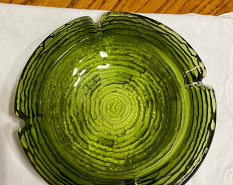 Emerald Green Vintage Anchor Hocking Heavy Glass Ashtray