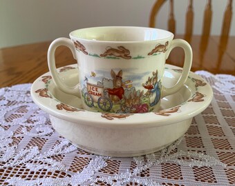 Bunnykins 2-pc Nursery Set by Royal Doulton, 1936.
