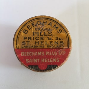 Beechams Brand Pills Wooden Box-Lancashire England
