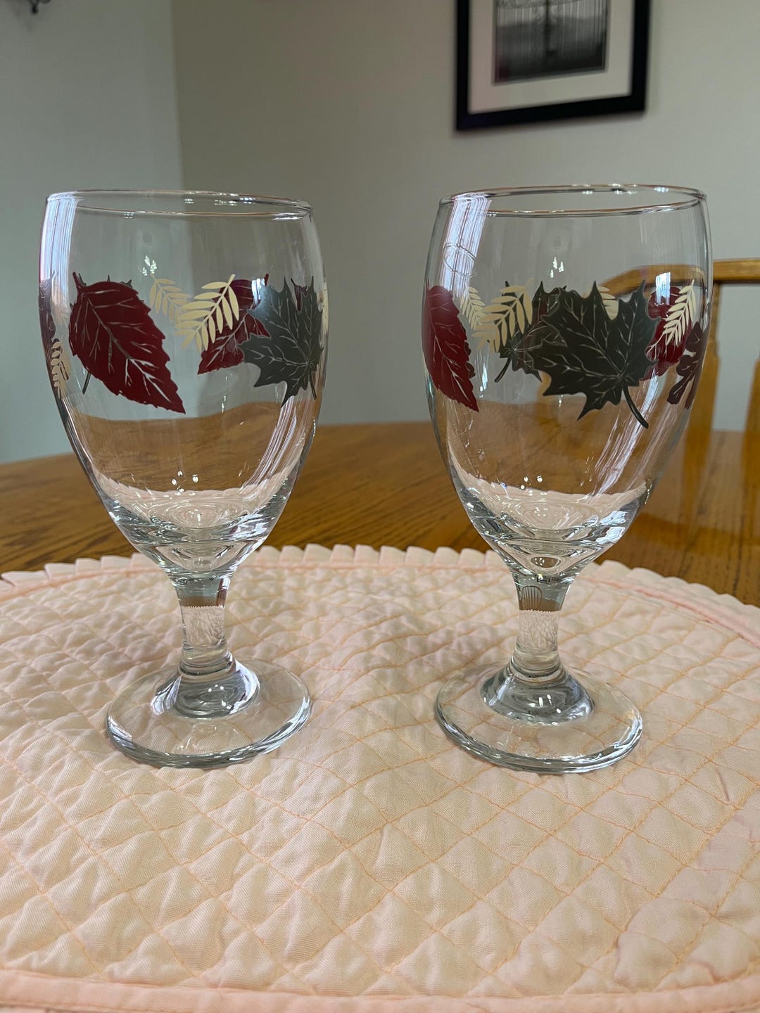 Libbey Fall/autumn Leaves Water Goblets or Wine Glasses-sets of 2 - Etsy