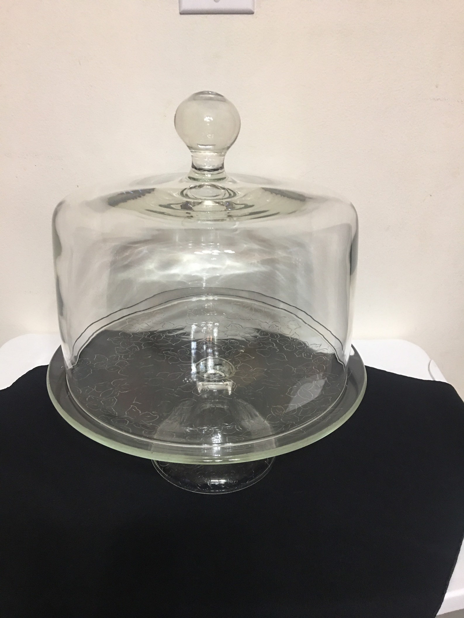 Jumbo/Large/Tall Display Glass Cake Dome with Floral Design Etsy