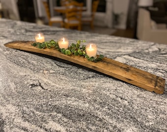 bourbon barrel stave candle holder wood, 5th anniversary gift for her, rustic wedding centerpieces for tables, whiskey barrel stave crafts