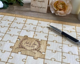 personalized jigsaw puzzle wedding guest book puzzle for graduation, custom alternative bridal shower guest book wedding keepsake for bride