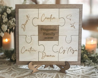 personalized unity puzzle for blended family, unity puzzle for wedding, alternative unity idea, wedding keepsake for bride, jigsaw puzzle