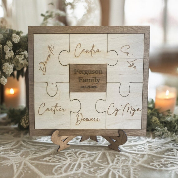 personalized unity puzzle for blended family, unity puzzle for wedding, alternative unity idea, wedding keepsake for bride, jigsaw puzzle