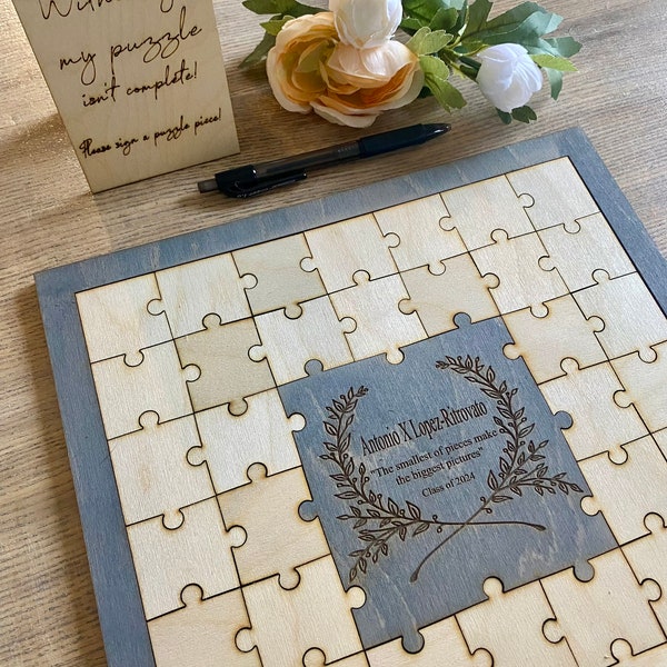 personalized jigsaw puzzle guest book  for graduation, custom graduation guest book alternative, graduate, graduation party guest book, 2025