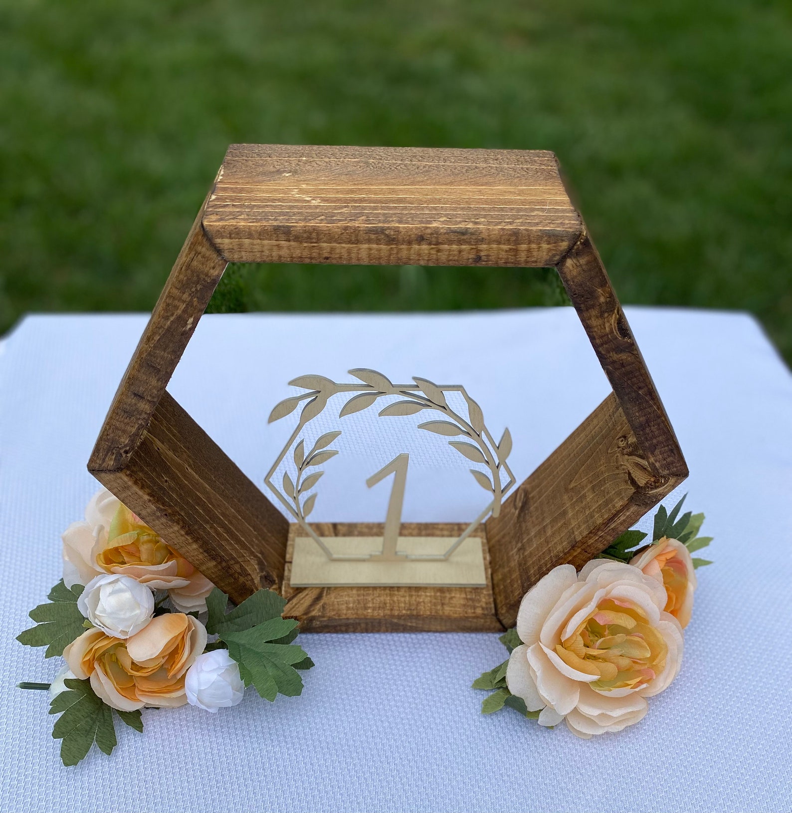 Wood Hexagon Terrarium Frame Geometric Terrarium Wedding Etsy