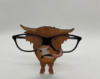highland cow eyeglass holder for desk, cow gifts for cow lovers, sunglasses stand, nightstand organizer for women, 5th anniversary gift
