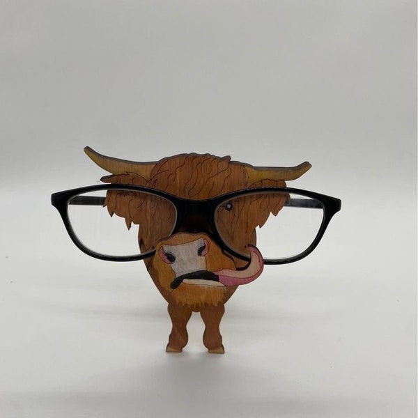 highland cow eyeglass holder for desk, cow gifts for cow lovers, sunglasses stand, nightstand organizer for women, 5th anniversary gift