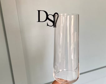 etiquetas de bebidas iniciales personalizadas para bodas, regalos de vino únicos para mujeres, toppers de bebidas de cóctel personalizados para champán, despedida de soltera