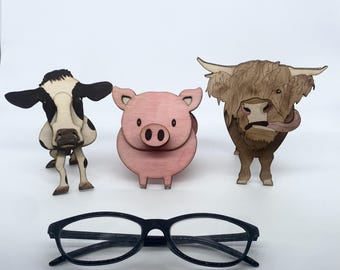 animal eye glass holder set for desk, animal gifts for animal lovers,  sunglasses stand, nightstand organizer for women, 5th anniversary
