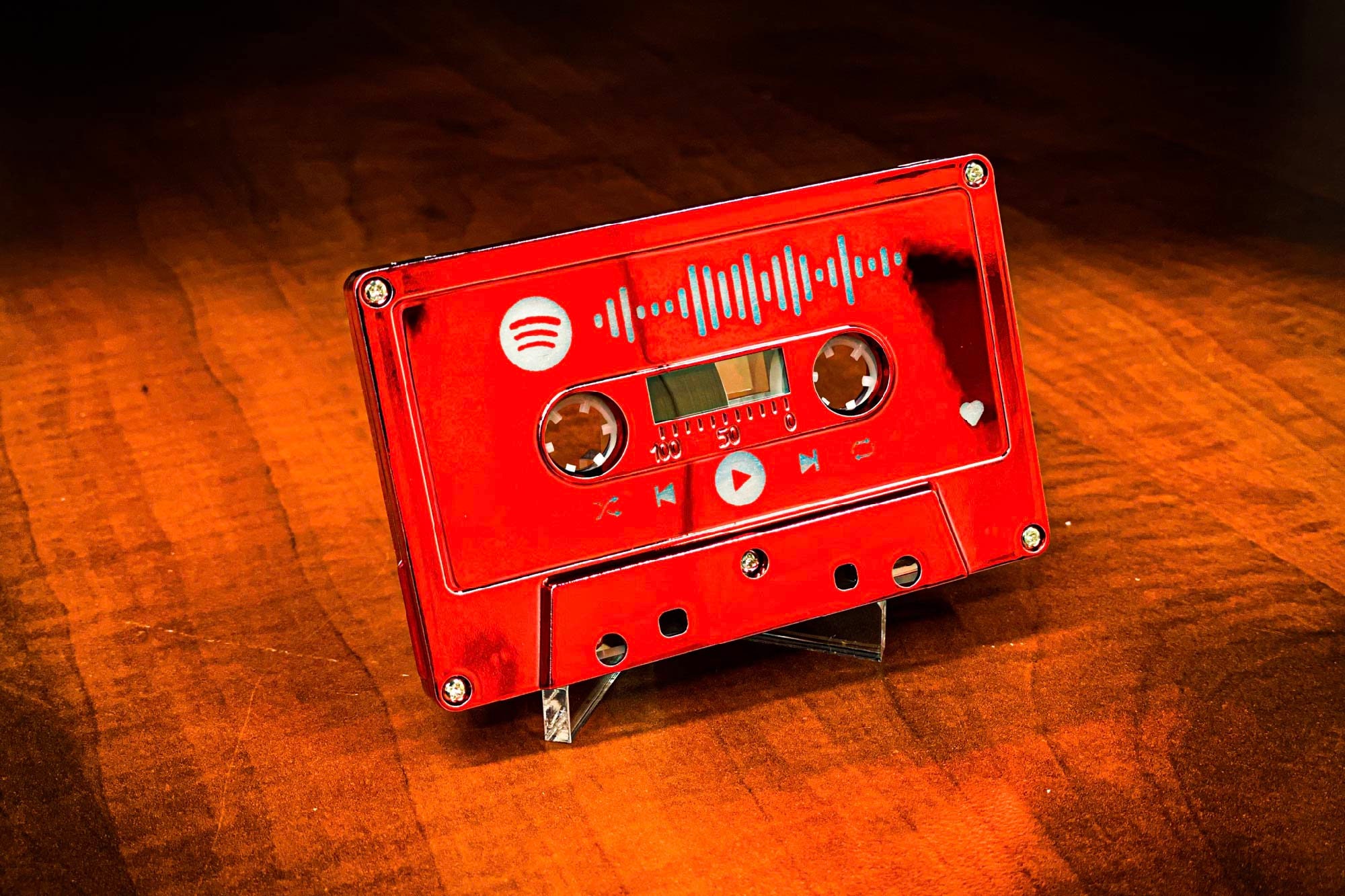 Real Cassette!! Metallic Red Cassette Tape With Custom Spotify Code P…