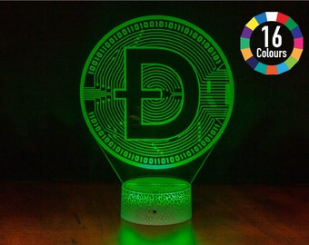 Doge coin logo gold coin 3D Illusion Night Light USB LED Table Lamp Acrylic 3D Arts 16 Colours Changing Bedroom Bedside Night Light Gifts