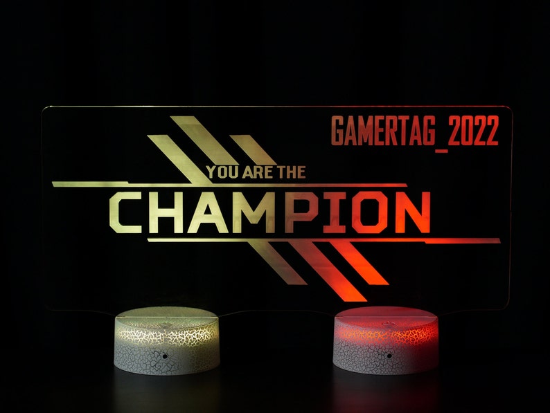 Personalize it with your Gamertag. You are the Champion Apex Legends Inspired 3D Illusion Night Light USB LED Table Lamp 16 colours XL Cracked White