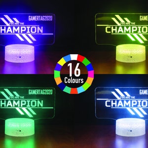 Personalize it with your Gamertag. You are the Champion Apex Legends Inspired 3D Illusion Night Light USB LED Table Lamp 16 colours image 6
