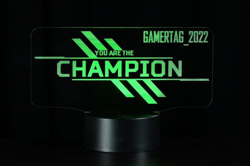 Personalize it with your Gamertag. You are the Champion Apex Legends Inspired 3D Illusion Night Light USB LED Table Lamp 16 colours Black