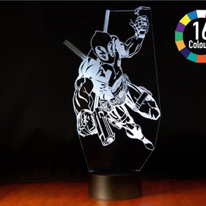 Deadpool 3D Illusion Night Light USB LED Table Lamp Acrylic 3D Arts 16 ...