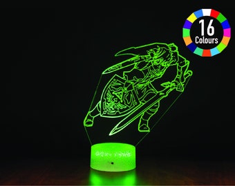Zelda 3D Illusion Night Light USB LED Table Lamp Acrylic 3D Arts 16 Colours Changing Bedroom Bedside Night Light Gifts