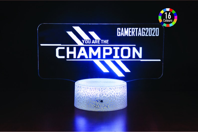 Personalize it with your Gamertag. You are the Champion Apex Legends Inspired 3D Illusion Night Light USB LED Table Lamp 16 colours You are the Champion