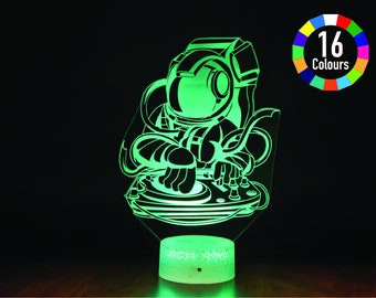 DJ Astronaut 3D Illusion Night Light USB LED Table Lamp Acrylic 3D Arts 16 Colours Changing Bedroom Bedside Night Light Gifts