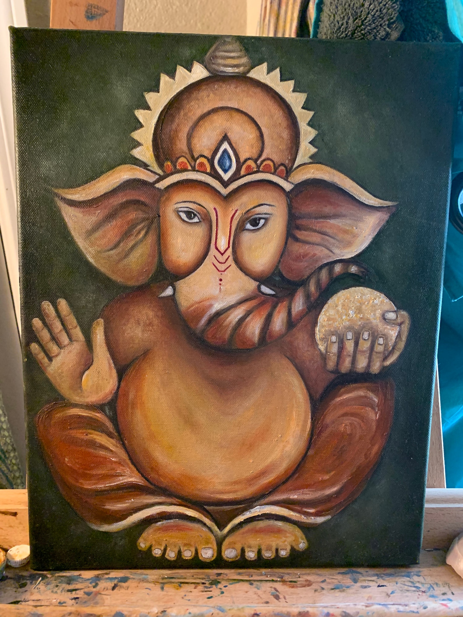 Beautiful Ganesha Oil Painting Etsy