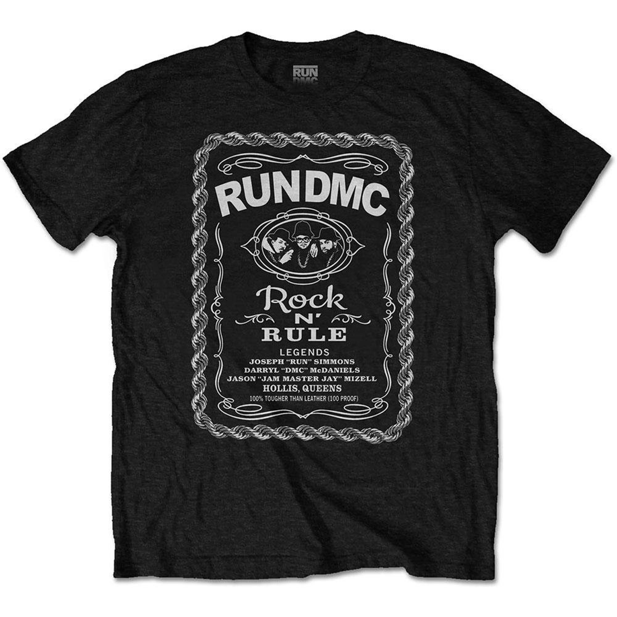 Discover Run DMC Tee: Rock N' Rule Whisky Label Tshirt