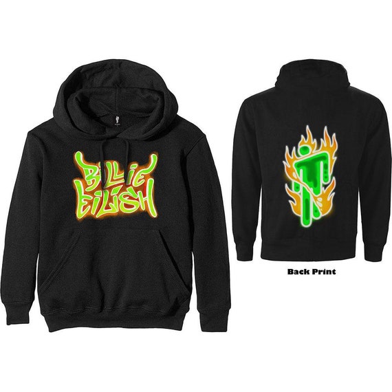 Pullover Hoodie Black Billie Eilish 'Airbrush Flames' NEW & OFFICIAL! Pullover Hoodie Black Billie Eilish 'Airbrush Flames' NEW & OFFICIAL!