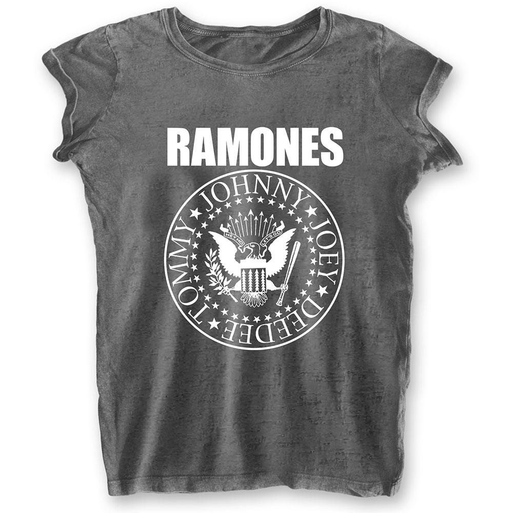 Discover Ramones Ladies Tee: Presidential Seal (Burn Out)